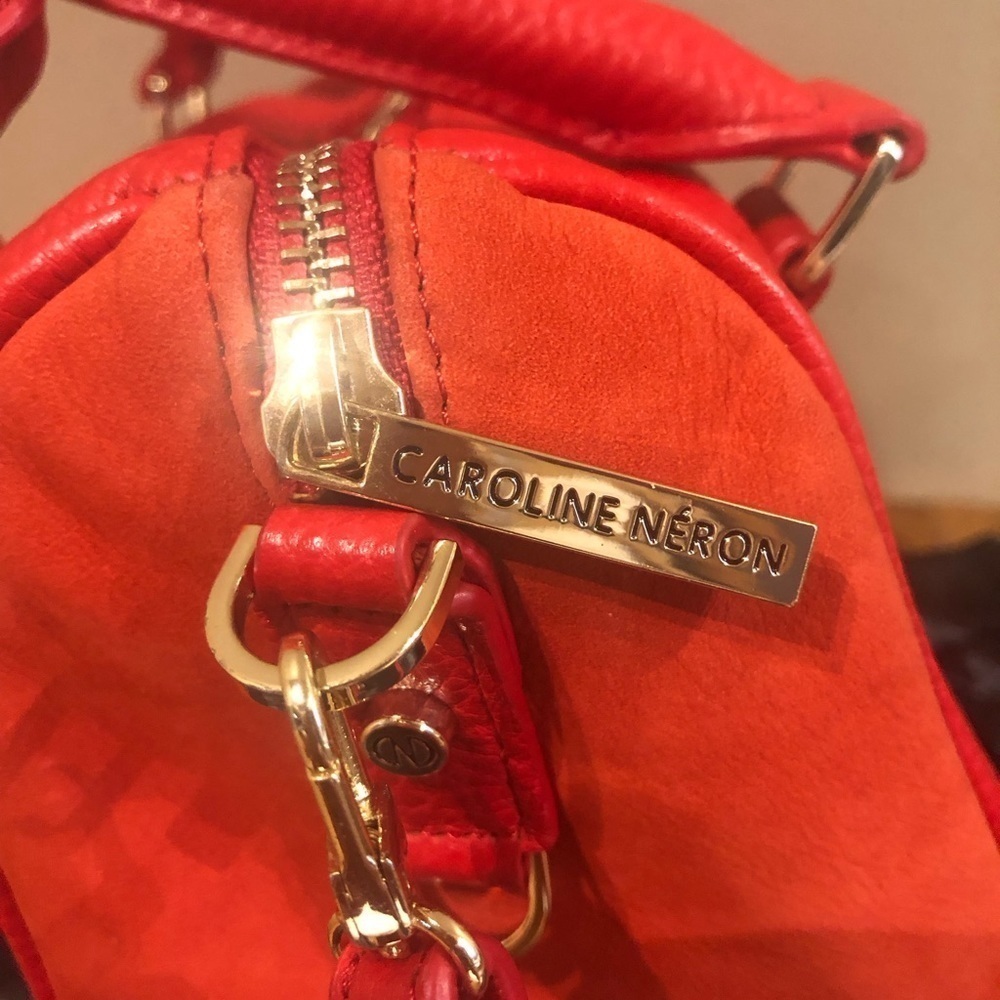 NWT Caroline Néron Red Leather & Suede Mini Crossbody Bag - Picture 7 of 11
